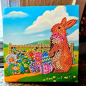 Easter Bunny with Eggs Easter Card Diamond Painted Easter Basket Filler